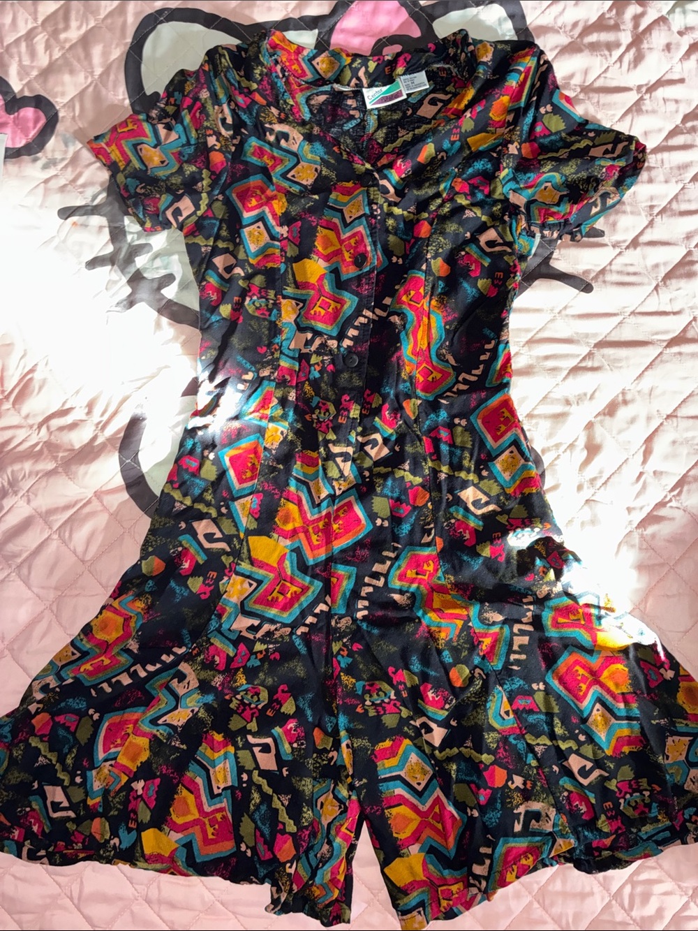 Center Aisle Vintage gold Multicolored patterned Shorts romper